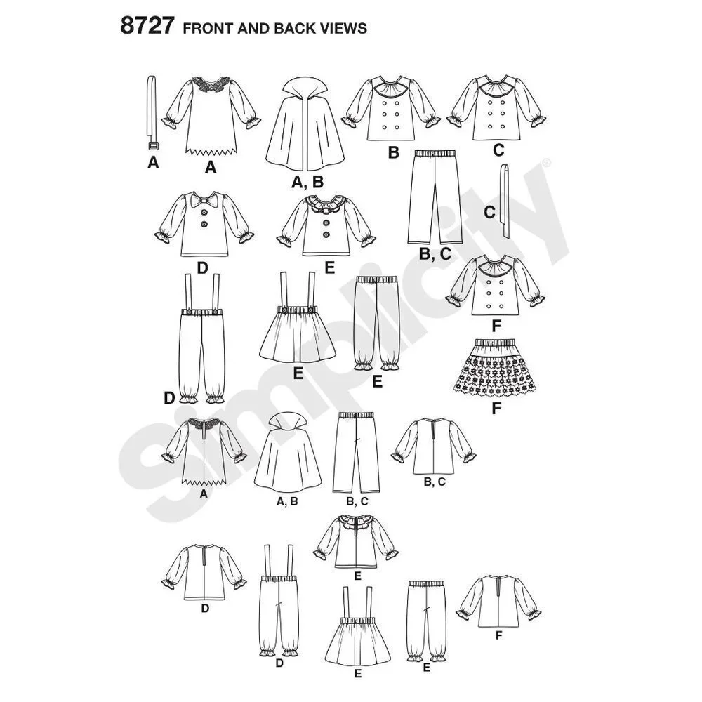 Simplicity Sewing Pattern 8727 Costumes Clown Witch Pirate Vampire Toddlers Size